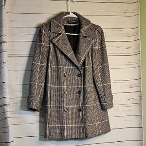 ALORNA Womens Plaid Double Breasted Wool Blend‎ Blazer Coat  Made in USA